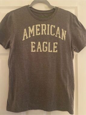 American Eagle Outfitters Charcoal Gray Short Sleeve Logo Tee